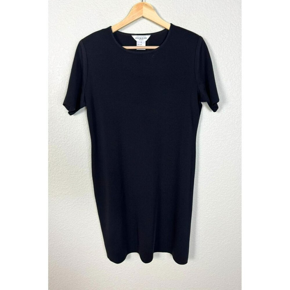 Exclusively MISOOK Dress Size Large Petite Black Short Sleeve Pullover Career